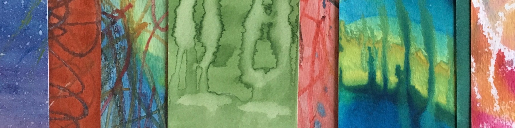 swatches of abstract oil pastel and watercolour